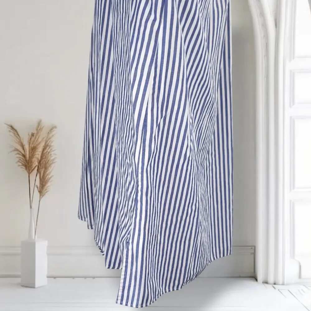Vintage Victoria's Secret Blue Striped Cotton Sleep Shirt Nightgown Oversized S
